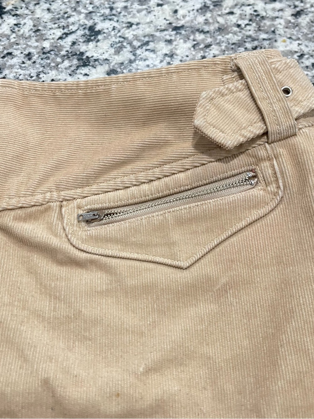 Armani Exchange Beige Corduroy Mini Skirt with Belt Detail | Size 10 - Picture 10 of 16
